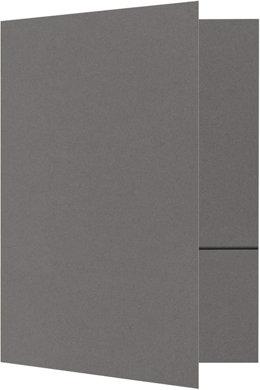 LUXPaper 9" x 12" Presentation Folders | Two Pocket | Smoke Gray | 100lb. Cover | 25 Qty