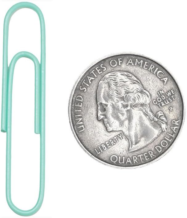 JAM Paper Colored Jumbo Paper Clips - Teal Paperclips - 75/pack