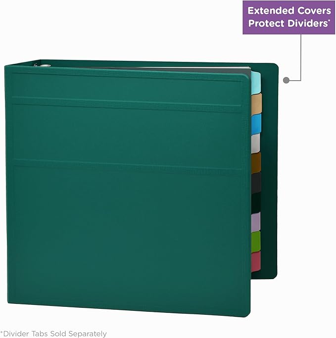 Carstens 4-Inch Heavy Duty 3-Ring Binder - Side Opening, Teal, Durable Plastic, No-Gap Rings, Waterproof Cover, No Pockets, Holds 600 US Letter Sheets, BPA-Free, Made in USA (1847-3R), Case of 10