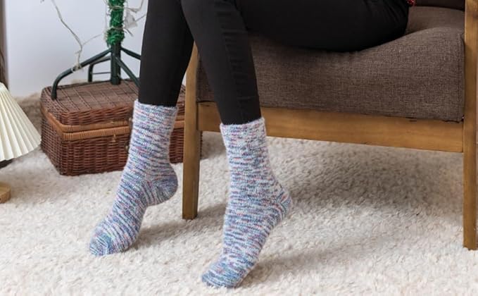 ICEIVY 5 Pair Fuzzy Cozy Socks for Women - Warm Comfy Soft Casual Home Sleep Winter Wool Socks - Gifts for Women