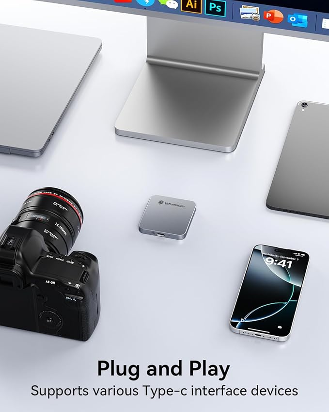 Yottamaster 512GB Magnetic External SSD, Up to 2000MB/s USB 3.2 Gen 2x2 Portable Solid State Drive, Supports 4K ProRes HDR Compatible with iPhone 16/15 Pro Max, Smartphone, Tablet, Laptop