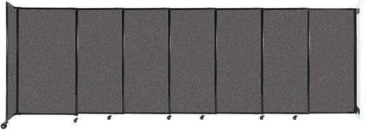 Wall-Mounted Sliding StraightWall Room Divider | Adjustable Widths | Locking Wheels | Room Separator | Up to 15'6" Wide x 5' Tall Charcoal Gray Fabric Panels