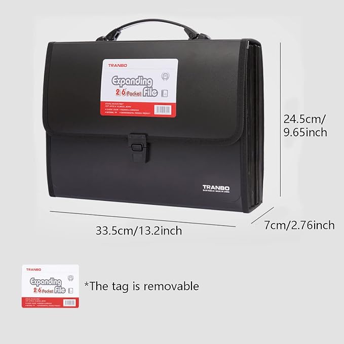 2 Pack 25 Pockets Letter Size/A4 Accordion File Organizer with Handle, TRANBO Expanding File Folder, Expandable Document Paper Organizer for Travel School Office