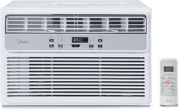 Midea MAW08R1BWT EasyCool 8,000 BTU Window Air Conditioner, Fan-Cools, Circulates and Dehumidifies up to 350 Sq Ft, Reusable Filter, LCD Remote Control, White