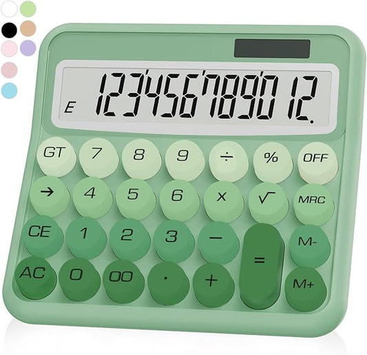 Gradient Green Calculator, UPIHO Standard Calculator 12 Digit with Large LCD Display and Big Buttons, Green Office Supplies for Women, Cute Desk Accessories for Office, School, Home, Business