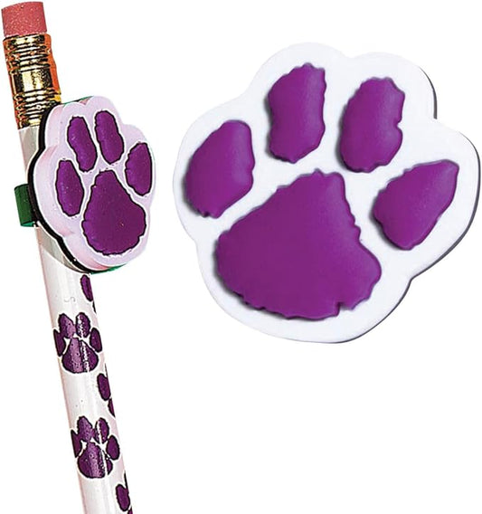 Anderson's Purple Paw Pencil Toppers, Set of 25, School Supplies, Classroom Supplies, Writing