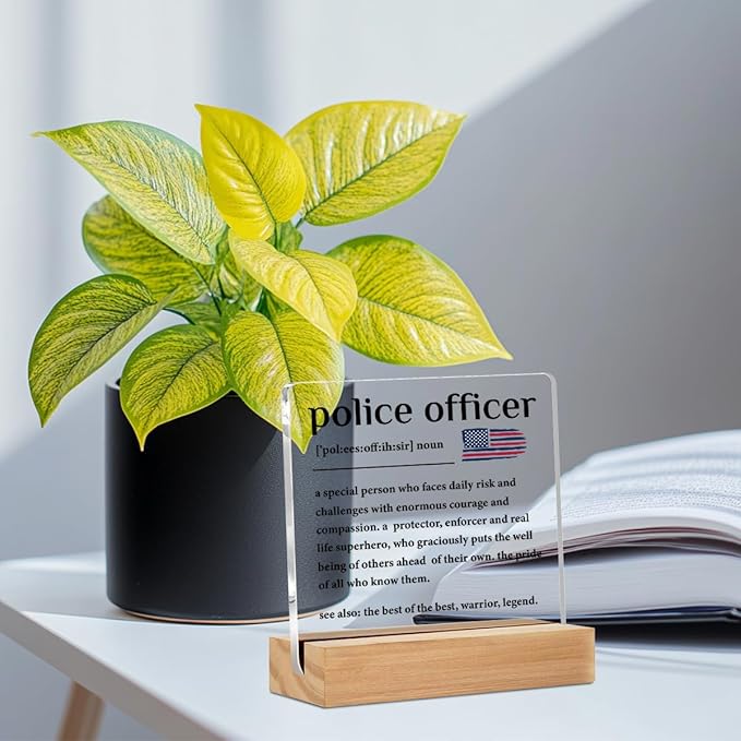 Police Officer Gifts Acrylic Sign, Appreciation Gift for Police Officers Women Men Acrylic Plaque Desk Decor, Shelf Cubicle Table Decor for Office Home Living Room Decoration,Christmas Birthday Gifts