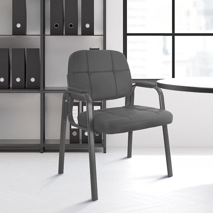 CLATINA Waiting Room Guest Chair with Bonded Leather Padded Arm Rest for Office Reception and Conference Desk(Grey 4 Pack)
