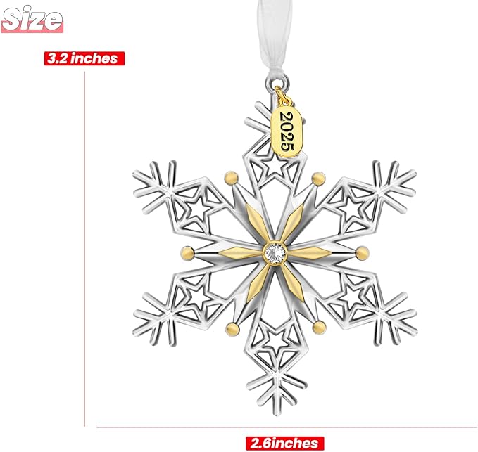 Christmas Tree Ornaments – 2025 Snowflake Hanging Pendant of Car Charm Holiday Decorative Keepsake Gift Home Decor (1 Pieces-A (2025))