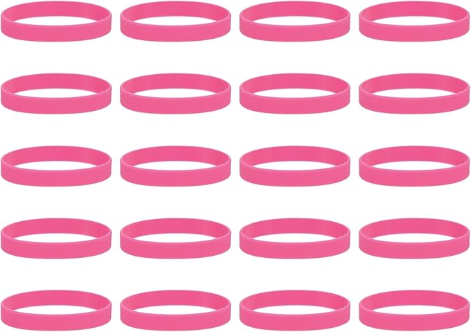 MECCANIXITY 100Pcs Silicone Rubber Bands Non-slip 4 Inch Flat Elastic Rubber Wrapping Bands for Books, Traps, Art, Wrapping Paper, Cord Wraps, Pink