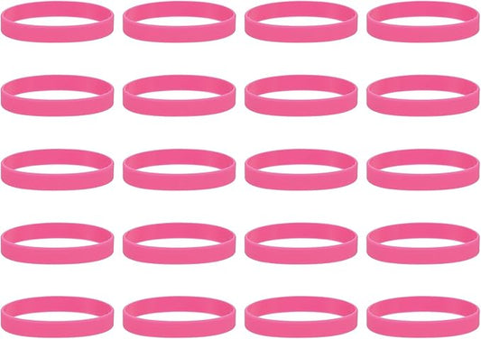 MECCANIXITY 100Pcs Silicone Rubber Bands Non-slip 4 Inch Flat Elastic Rubber Wrapping Bands for Books, Traps, Art, Wrapping Paper, Cord Wraps, Pink