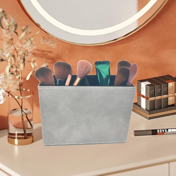 Pen Holder for Desk Pencil Organizer Cute Cup Holders Aesthetic (Smoke Gray, 5.91" x 4.33" x 2.76")