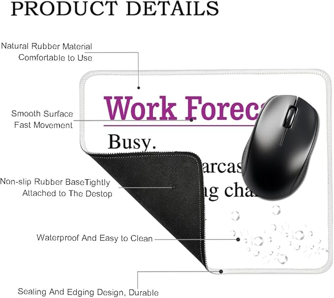 Work Forecast Rectangular Mouse Pad, Funny Sarcastic Mouse Pad Gifts for Teacher Colleague Coworker, Work Gifts for Coworker, New Job Gifts for Intern, Funny Office Gifts for Coworkers