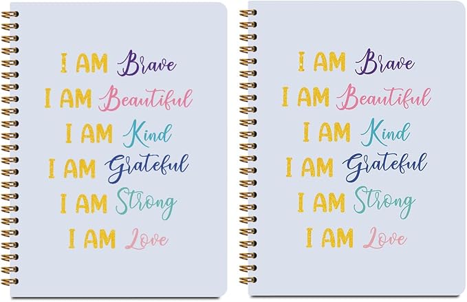 2 Pcs Positive Affirmations Notebook, Spiral Notebook College Ruled, Journaling Notebooks for Work, Motivation Note Books Home College Office Supplies Motivational Gifts for Women, Friend