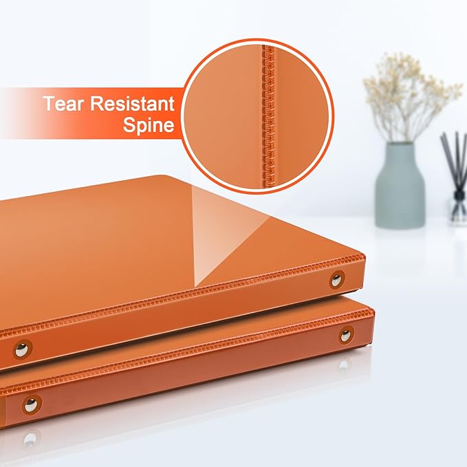 COMIX 3 Ring Binder 1/2 inch with Clear View Cover, 0.5" View Binder Holds 100 Sheets of US Letter Size Paper, 6 Pack (Orange)
