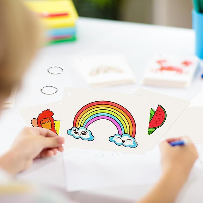 6 Pack 4x6 Inch Blank Flash Cards with Binder Rings (60 Sheets Each Pack), Blank Easy Flip Index Card Mini Study Note Cue Cards for Studying