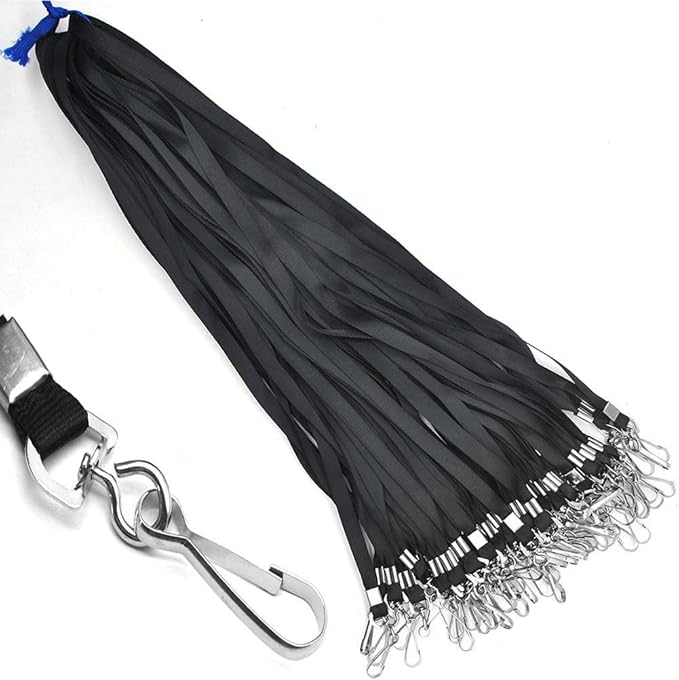 Beebel Lanyards 100 Pcs Lanyard for Id Badges Flat Lanyard with Badge Clip J-Hook