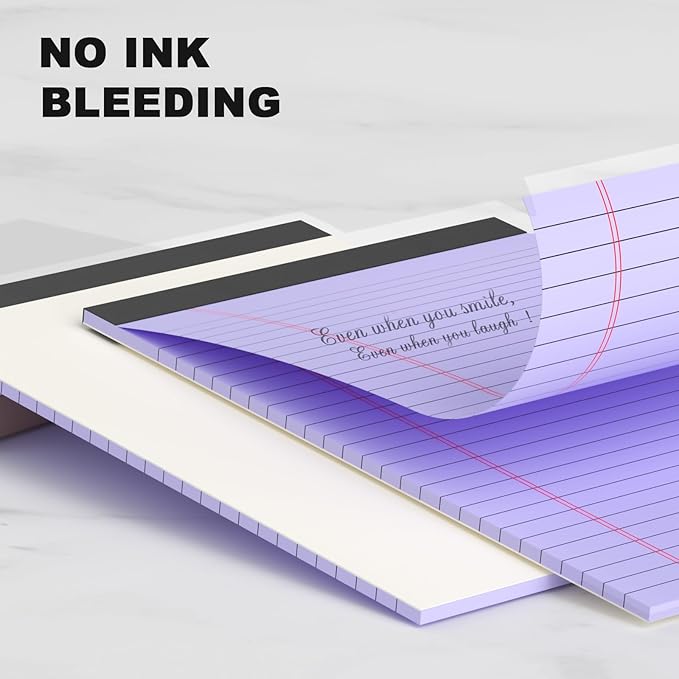 Pink Purple Small Legal Pad 5 x 8 College Ruled Color Legal Pads Paper Notepads 6 Pack Sturdy Back Writing Pads 5 x 8 Note Pads Perforated Narrow Ruled Pads of Paper