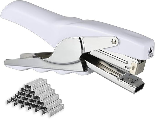 Stapler with 1000 Staples-Plier Stapler Save 60% Power,Good for Stapling at Home School or Warehouse (White)