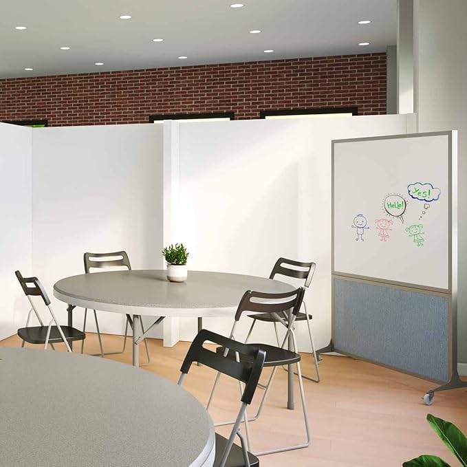DivideWrite Mobile Whiteboard | Double Sided Dry Erase Board | Portable Office Cubicle Partition | Display for Classrooms, Conference Rooms, Meeting Areas and More | Charcoal Gray 6' Wide X 6' Tall