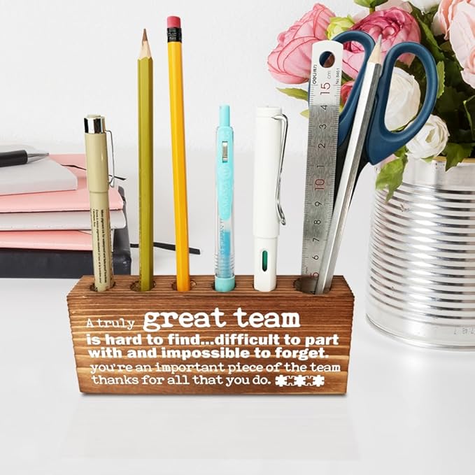 FOKCBOCM Inspirational Office Decor - Team Appreciation Gifts, Going Away & Retirement Gifts for Coworkers - Farmhouse Organizer Pen Holder