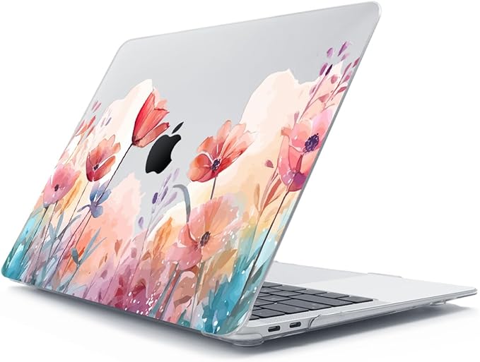 Compatible with MacBook Air 13 inch Case 2022 2021-2018 A2337 M1 A2179 A1932 Retina Display with Touch ID, Plastic Hard Shell Case +Keyboard Cover+Screen Protector+Webcam Cover, Garden Floral