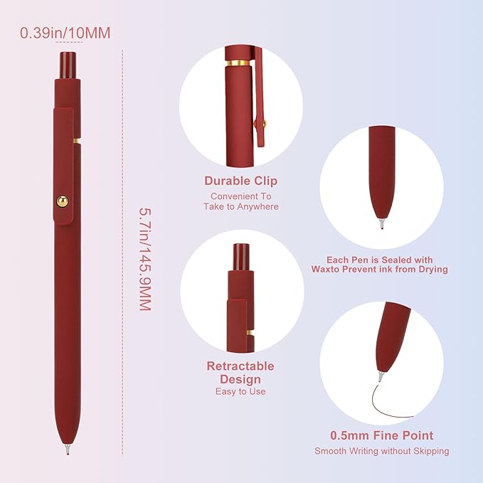 Ddaowanx Colorful Gel Pens, 0.5mm Fine Point Retractable, Cute Pens with Colored Writing and Sketching, Nursing School Essentials,School Supplies, Gifts for Nurse (24Pcs-Vintage Colors)