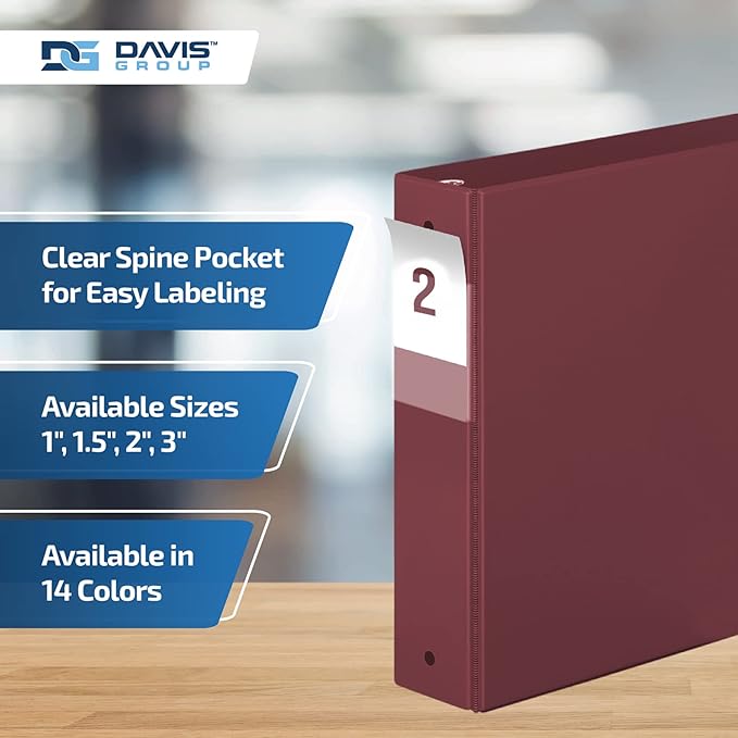 Premium Economy 6-Pack 3-Ring Binders for School or Office, D-Ring Binders, 2 Inch, Burgundy