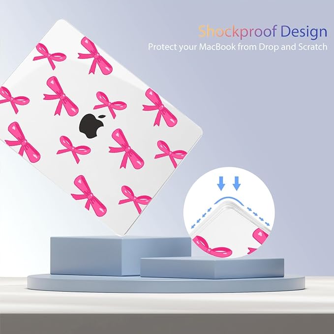 Teryeefi for MacBook Pro 13 inch Case 2024,2022-2016 Release Model M2 M1 A2338 A2289 A2251 A2159 A1989 A1706 with Touch Bar, Design Hard Shell Cover with Keyboard Cover Scren Protector, Bows-A