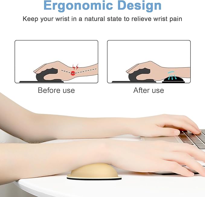 Dapesuom Mouse Wrist Rest, Ergonomic Memory Foam Mouse Wrist for Computer Desk Mats Support, Hand Rest Pad Cushion for Gaming, Office, Laptop, Men, Women, Pain Relief & Easy Typing, Navajo White