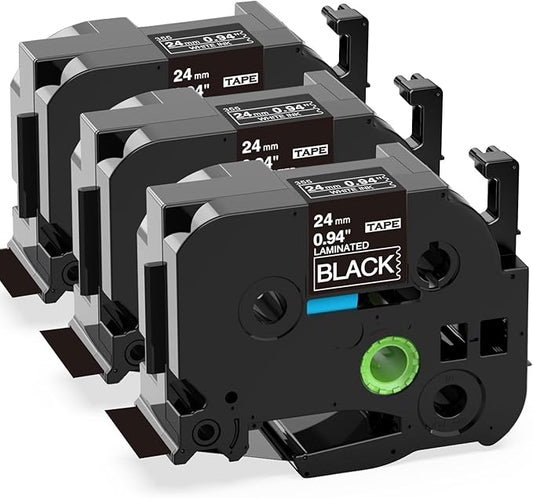 Label KINGDOM TZe-355 24mm Black Label Tape Replacement for Brother TZe355 1 Inch White on Black TZe Tape 0.94 Compatible with Brother P Touch 24mm Tape for PTD600 PTP710BT PTP700 PT2730, 3-Pack