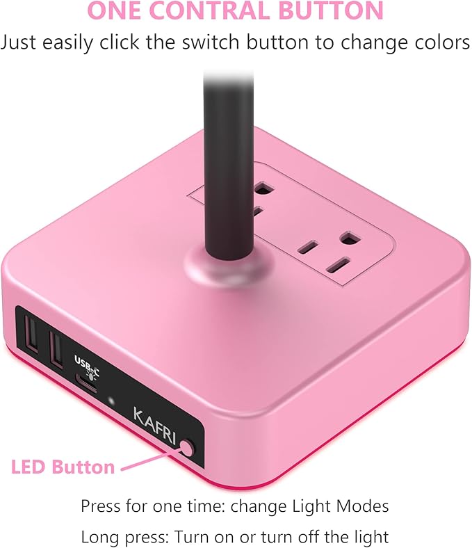 KAFRI RGB Headphone Stand with USB Charger Desk Gaming Headset Holder Hanger Rack with 3 USB Charging Port and 2 Outlet - Suitable for Gamer Desktop Table Game Earphone Accessories Girlfriend Gift