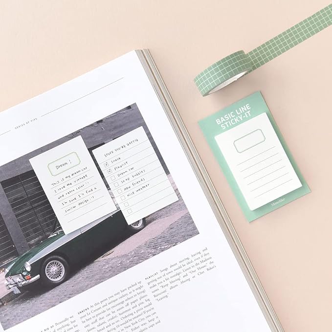 Monolike Basic Line Green Sticky-it - 6p Set Self-Adhesive Memo Pad 50 Sheets