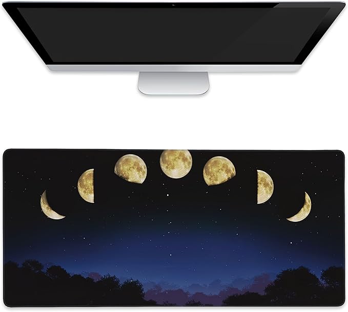 Large Mouse Pad Moon Phase Extended Gaming Mouse Pad Non-Slip Desk Mat with Stitched Edge Laptop Computer Keyboard Mousepad for Office Home 35.4" x 15.7"