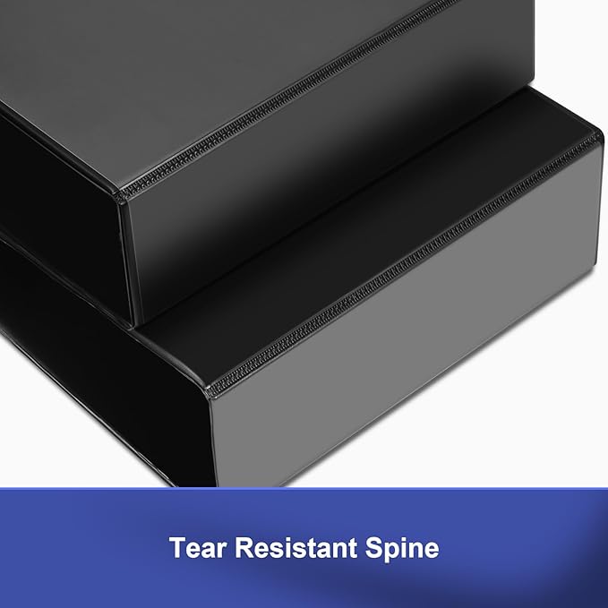 Comix Durable 3 Ring Binder, 5 inch D Ring Binders, Hold 950 Sheets of US Letter Size Paper, 2 Pack (Black)