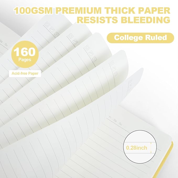 Lined Journal Notebooks for Writing, 100 GSM Thick Paper, 1 Pack Hardcover Notebooks, A5 College Ruled Notebook, Journaling Notebook for School/Travel/Office (Yellow- 1 Pack)