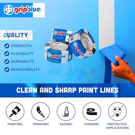 Blue Painters Tape 2 Inch Wide, Bulk - 24 Rolls Masking Tape, “Professional-Grade” - Yields Exact Lines on Walls & Trim, Multi-Surface, Residue-Free, Easy Removal –Indoor & Outdoor Use, 1.88in x 60yds