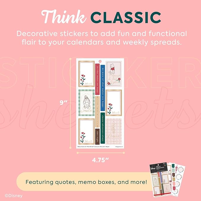 Happy Planner Disney Winnie-The-Pooh 30-Sheet Sticker Set for Planners, Calendars, and Journals, Easy-Peel Stickers, Scrapbook Accessories, 566 Stickers Total, Hunny Fields