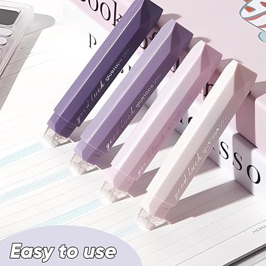 4-Pack Strong Double Sided Tape Roller, 0.23in x 16.4ft Adhesive Tape Glue for Gift Wrapping, Junk Journals, Paper Crafts, Essential Scrapbooking Supplies, Photo Mounting, School Office (Pink)