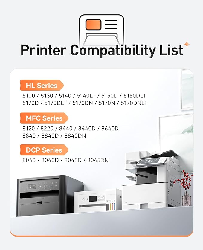 TN570 Toner Cartridge Black 2-Pack High Yield Replacement for Brother TN-570 TN540 Compatible with Brother HL-5100 HL-5140 HL-5150D 5170N MFC-8120 8220 8840 8840DN 8640D DCP-8040 8045D Laser Printer