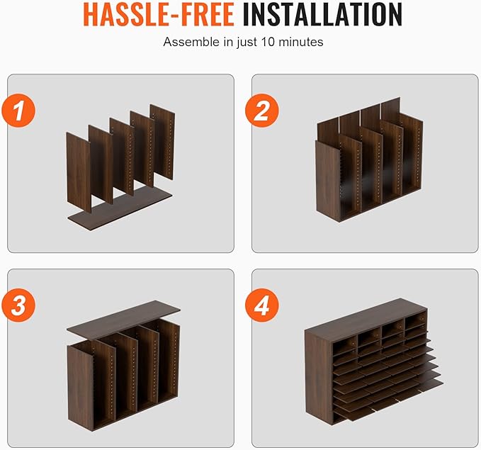 VEVOR Literature Organizer, 36 Compartments Office Mailbox with Adjustable Shelves, Wooden Mailbox Sorter Medium Density Fiberboard Office Home Classroom Storage for Files, Documents, Papers, Grey