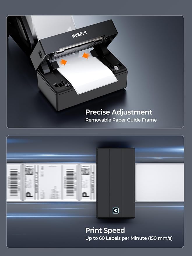 MUNBYN Bluetooth Thermal Label Printer, 130B Wireless 4x6 Shipping Label Printer for Shipping Packages Small Business Office or Home, Compatible with iPhone Android iPad Windows macOS Chrome Etsy eBay