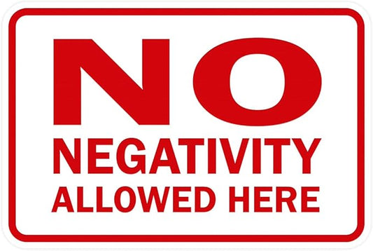 Signs ByLITA Classic Framed No Negativity Allowed Here Sign (White/Red) - Large 5 Pack