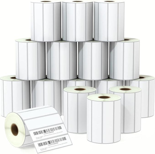 BETCKEY - 4" x 1" (102 mm x 25 mm) Multipurpose Labels Compatible with Zebra & Rollo Label Printer,Premium Adhesive & Perforated [16 Rolls, 22000 Labels]