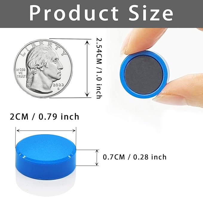 ZDZBLX Fridge Magnets Refrigerator Magnets, 40 Pcs Magnet Strong Magnets Small Magnets for Whiteboard, Heavy Duty Magnets Mini Magnets Cute Magnets Round Magnets for Fridge,Locker,Kitchen,Office, Blue