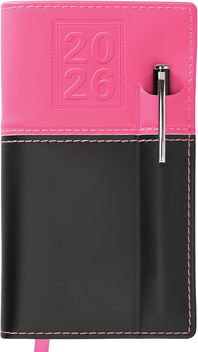2026 Pocket Planner/Pocket Calendar and Pen, 3.5"x6": Includes 14 Months (November 2025 - December 2026) / 2026 Weekly Planner/Weekly Agenda/Monthly Calendar Organizer (Pink/Black)