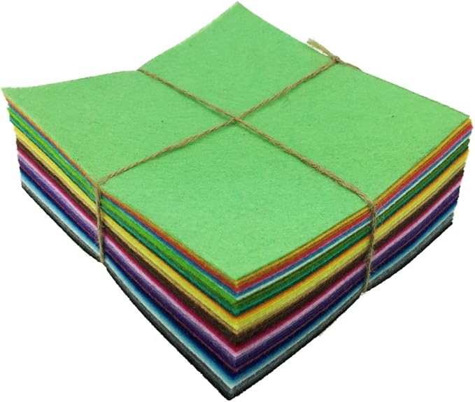 42pcs 6 x 6 inches (15cm x 15cm) Felt Fabric Sheet Assorted Color Felt Pack DIY Craft Squares Nonwoven