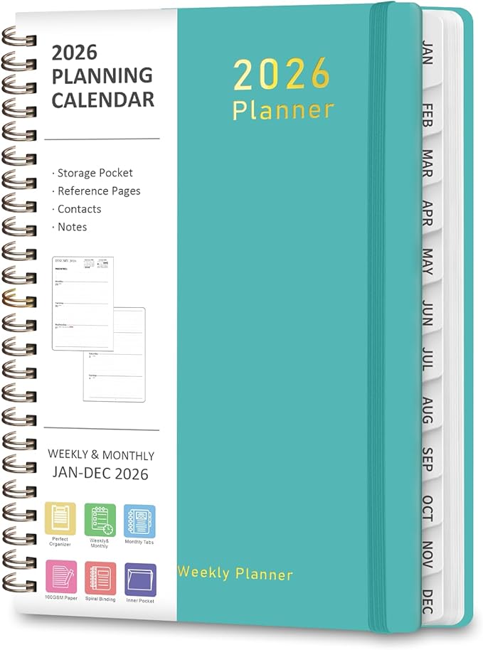 2026 Planner, Weekly and Monthly Calendar Academic Planner, Jan 2026 - Dec 2026, Planning Agenda Book for Desk Accessories and School Supplies - A5 (6.3'' x 8.5'')