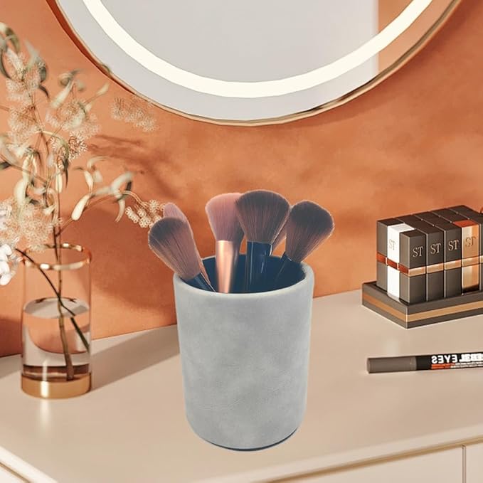 Pen Holder for Desk Pencil Organizer Cute Cup Holders Aesthetic (Smoke Gray, 4" x3.3")