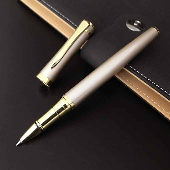 HSK Luxury Ballpoint Pens gift Pen Black Refill Line width 0.5mm,Best Ball Pen Gift Set for Men & Women Professional Executive,Office,Nice Pens Classy Gift Box (Gold)